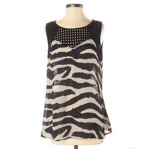 CAbi Elegant Sleeveless Blouse Top Size S Small Tivoli Zebra Animal Print Casual